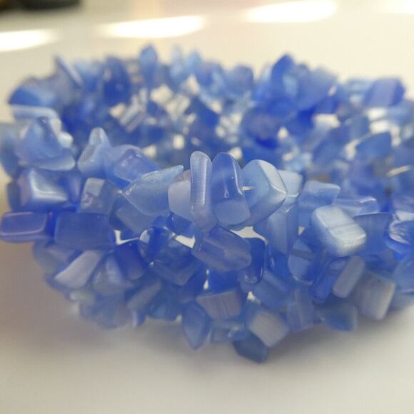 Wide Multi Strand Monalisa Style Blue Beaded Chunky Bracelet New With Tag NWT - Picture 4 of 5